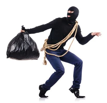 thief with plastic bag